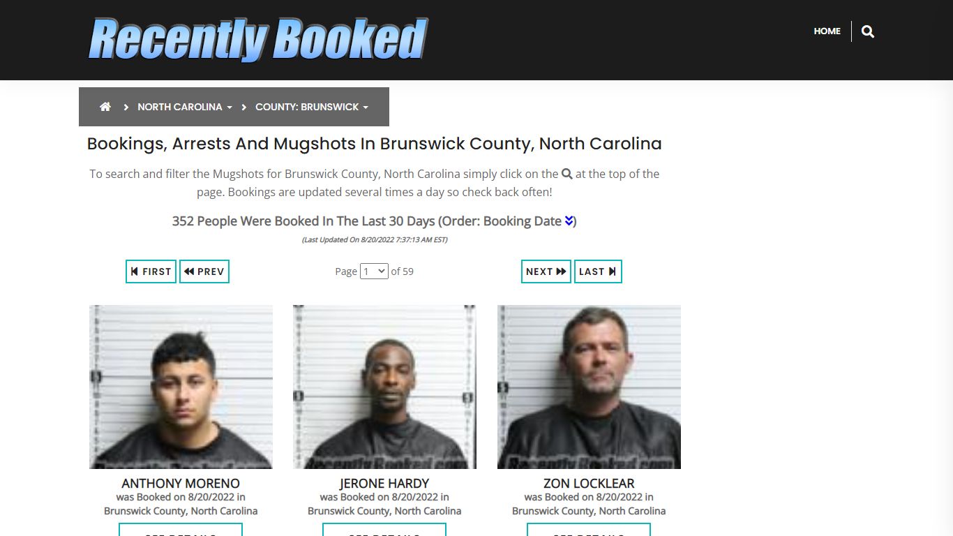 Bookings, Arrests and Mugshots in Brunswick County, North Carolina